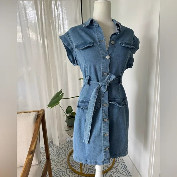 Women’s SHEIN Denim Button-Down Dress Size Large - Picture 6 of 10